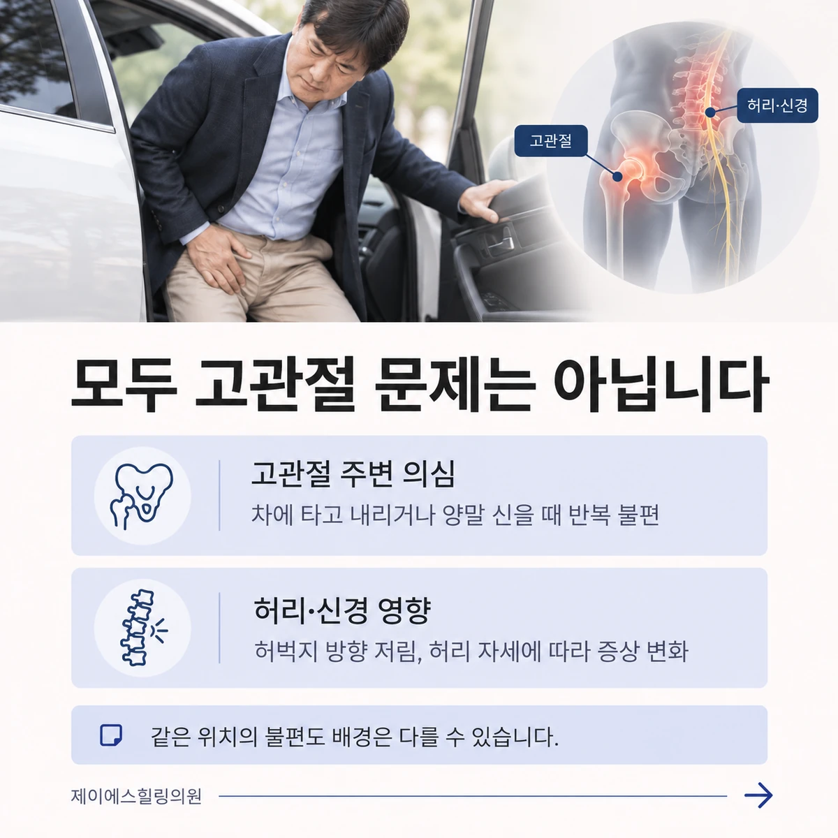 사타구니 통증에서 고관절과 허리·신경 원인을 함께 살피는 이유