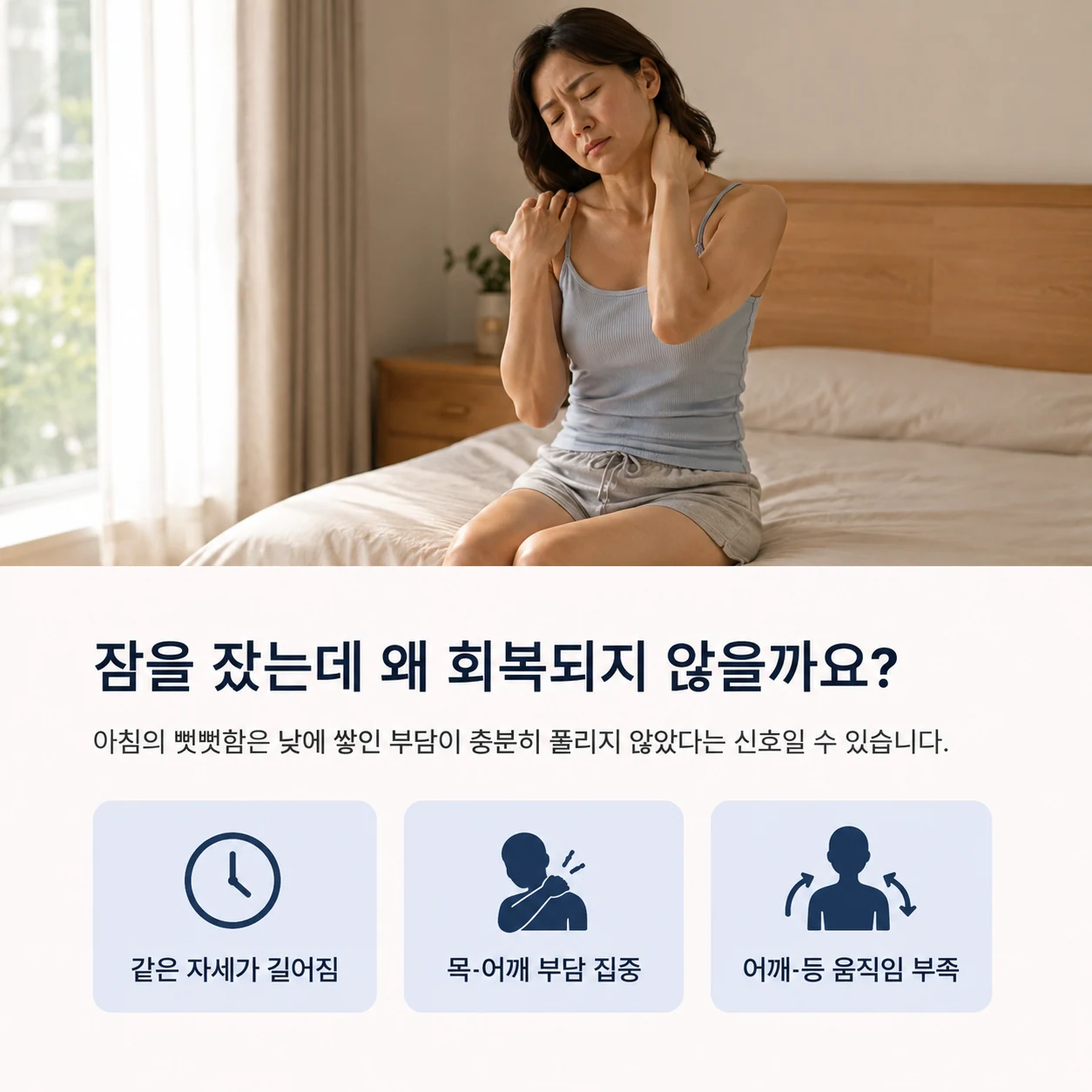 자고 일어나도 목과 어깨가 회복되지 않는 상황