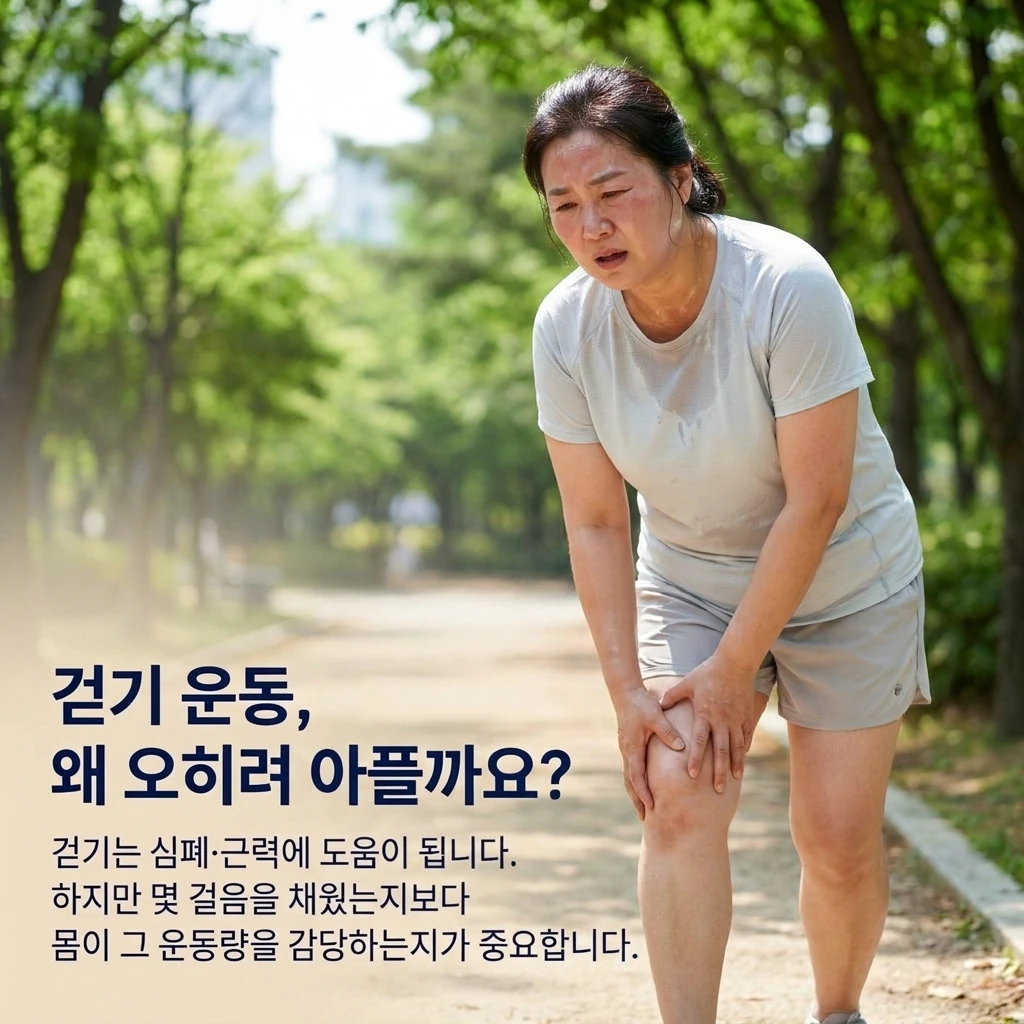 걷기 운동 후 무릎과 허리 통증이 생기는 상황