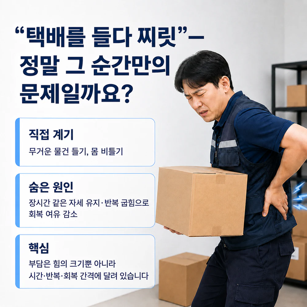 갑자기 허리가 아픈 직접 계기와 반복된 허리 굽힘으로 쌓인 부담