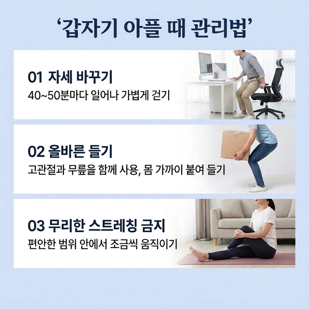 갑자기 허리가 아플 때의 활동 조절과 생활 관리